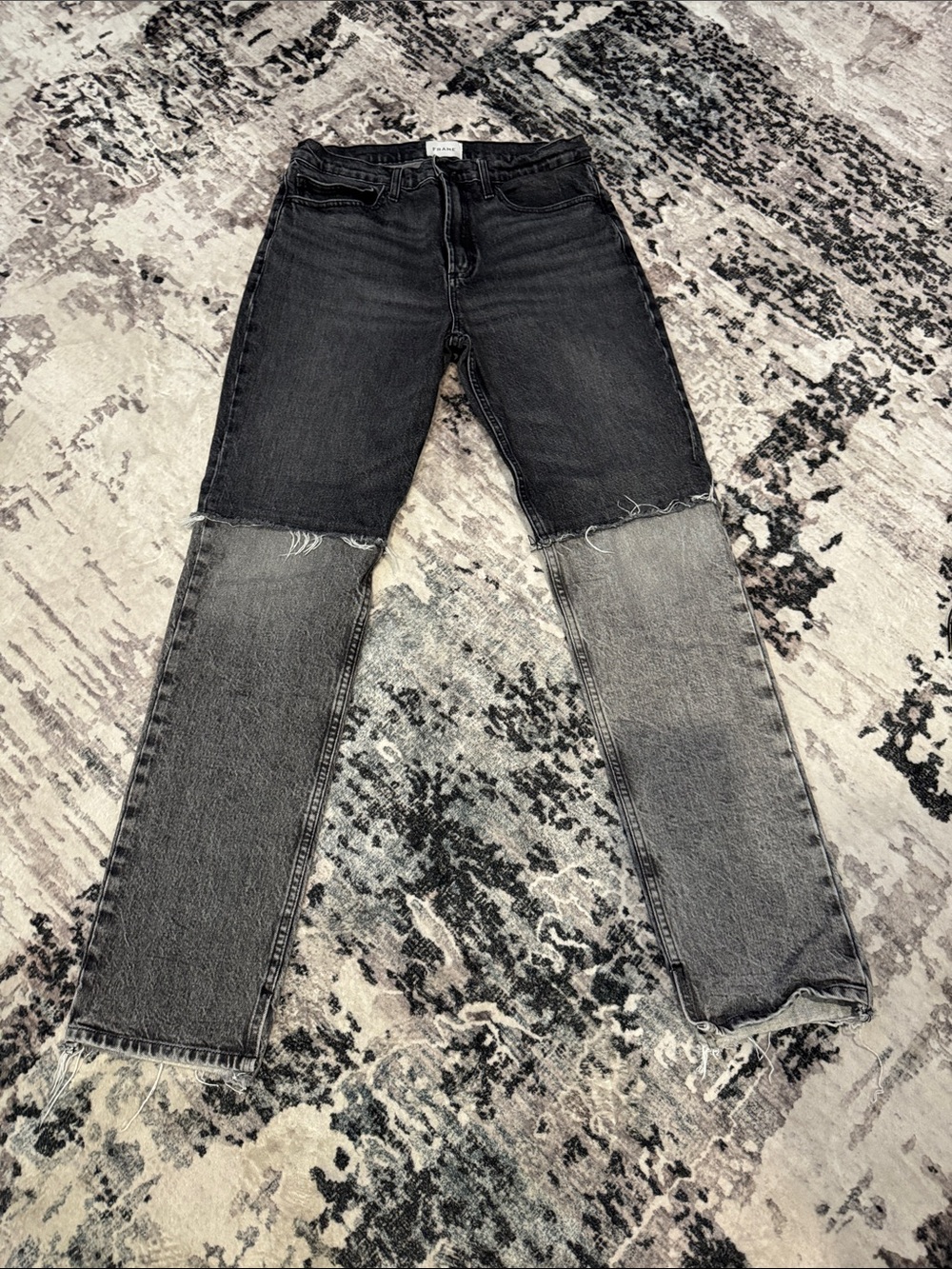 Frame Denim Two-Tone Black & Gray Straight-Leg Jeans size 27 - New Condition